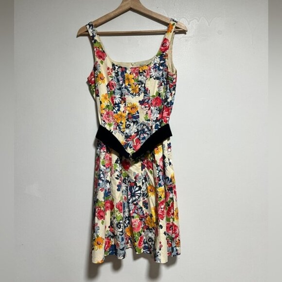 Tristan Made in Canada Floral Sleeveless Dress with Belt - Size 4 - Picture 2 of 10